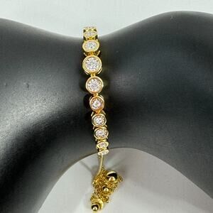 1/5 Ct Round Certified Lab Grown Diamond 7" Bolo Chain Bracelet 925 Gold Plated